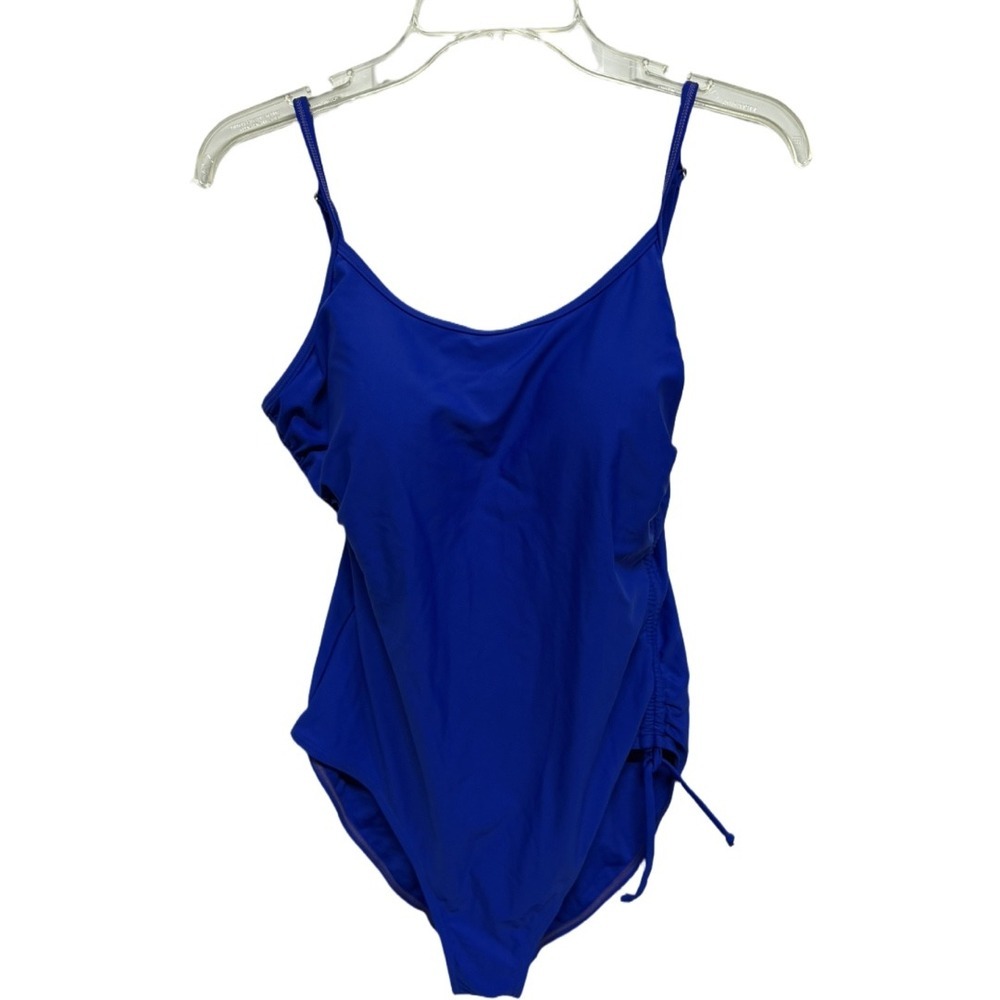 On the Beach Blue One Piece Swimsuit Size 16 Ruched Adjustable Tummy Control